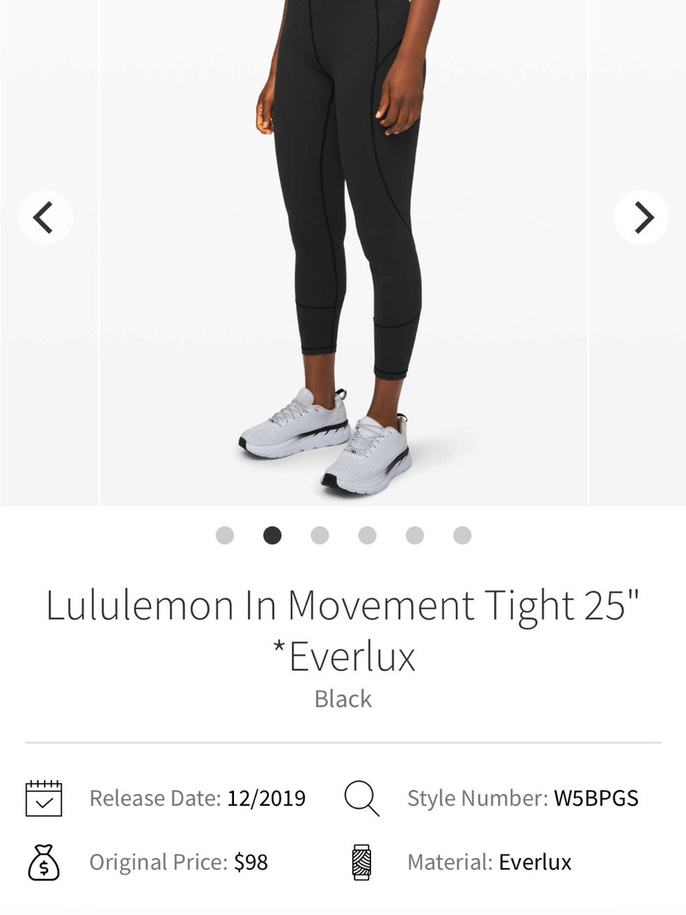 lululemon athletica (Peloton) In Movement Tight 25" Everlux - Black